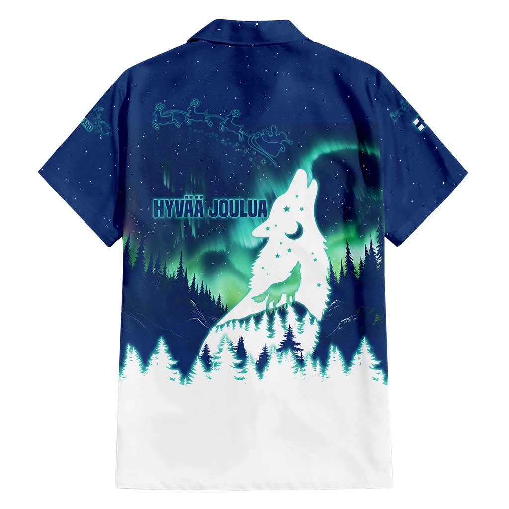 Finland Christmas Family Matching Tank Maxi Dress and Hawaiian Shirt with Howling Wolf Northern Lights Forest and Snow Design - Wonder Print Shop