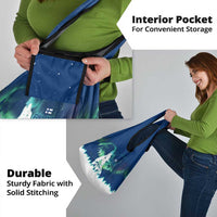 Finland Christmas Grocery Bag with Howling Wolf Northern Lights Forest and Snow Design - Wonder Print Shop