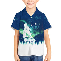 Finland Christmas Hawaiian Shirt with Howling Wolf Northern Lights Forest and Snow Design - Wonder Print Shop