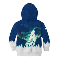 Finland Christmas Kid Hoodie with Howling Wolf Northern Lights Forest and Snow Design - Wonder Print Shop