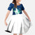 Finland Christmas Kid Short Sleeve Dress with Howling Wolf Northern Lights Forest and Snow Design - Wonder Print Shop