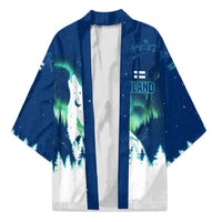 Finland Christmas Kimono with Howling Wolf Northern Lights Forest and Snow Design - Wonder Print Shop
