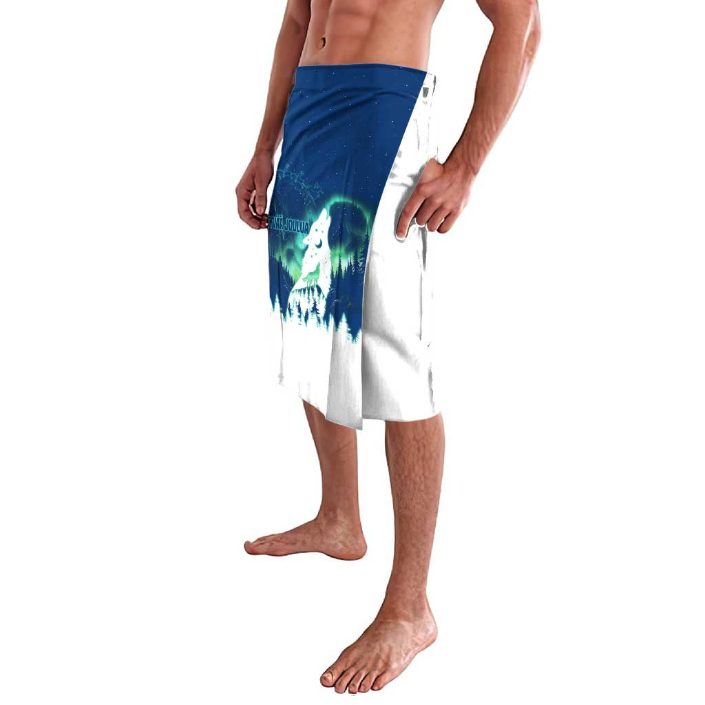 Finland Christmas Lavalava with Howling Wolf Northern Lights Forest and Snow Design - Wonder Print Shop