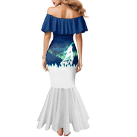Finland Christmas Mermaid Dress with Howling Wolf Northern Lights Forest and Snow Design - Wonder Print Shop