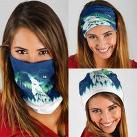 Finland Christmas Neck Gaiter with Howling Wolf Northern Lights Forest and Snow Design - Wonder Print Shop