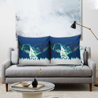 Finland Christmas Pillow Cover with Howling Wolf Northern Lights Forest and Snow Design - Wonder Print Shop