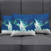 Finland Christmas Pillow Cover with Howling Wolf Northern Lights Forest and Snow Design - Wonder Print Shop