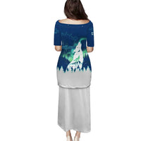 Finland Christmas Puletasi with Howling Wolf Northern Lights Forest and Snow Design - Wonder Print Shop