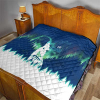 Finland Christmas Quilt with Howling Wolf Northern Lights Forest and Snow Design - Wonder Print Shop