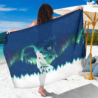 Finland Christmas Sarong with Howling Wolf Northern Lights Forest and Snow Design - Wonder Print Shop