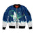 Finland Christmas Sleeve Zip Bomber Jacket with Howling Wolf Northern Lights Forest and Snow Design - Wonder Print Shop