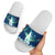 Finland Christmas Slide Sandals with Howling Wolf Northern Lights Forest and Snow Design - Wonder Print Shop