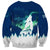 Finland Christmas Sweatshirt with Howling Wolf Northern Lights Forest and Snow Design - Wonder Print Shop