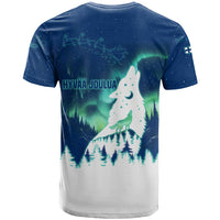 Finland Christmas T Shirt with Howling Wolf Northern Lights Forest and Snow Design - Wonder Print Shop