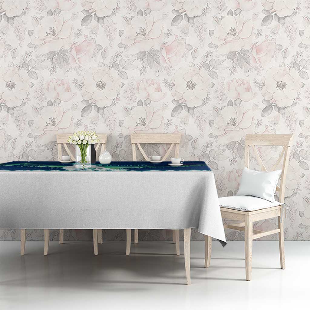 Finland Christmas Tablecloth with Howling Wolf Northern Lights Forest and Snow Design - Wonder Print Shop