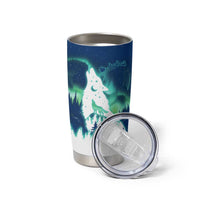 Finland Christmas Tumbler Cup with Howling Wolf Northern Lights Forest and Snow Design - Wonder Print Shop