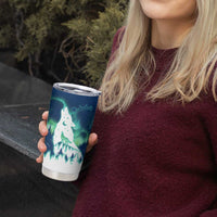 Finland Christmas Tumbler Cup with Howling Wolf Northern Lights Forest and Snow Design - Wonder Print Shop
