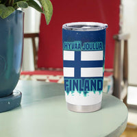 Finland Christmas Tumbler Cup with Howling Wolf Northern Lights Forest and Snow Design - Wonder Print Shop