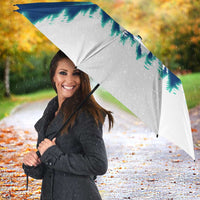 Finland Christmas Umbrella with Howling Wolf Northern Lights Forest and Snow Design - Wonder Print Shop