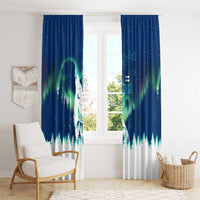 Finland Christmas Window Curtain with Howling Wolf Northern Lights Forest and Snow Design - Wonder Print Shop