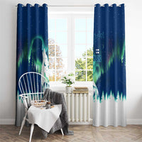 Finland Christmas Window Curtain with Howling Wolf Northern Lights Forest and Snow Design - Wonder Print Shop