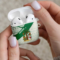 Nigeria Christmas AirPods Case with Gingerbread Snowman Palm Tree and Tribal Mask Design - Wonder Print Shop