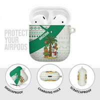 Nigeria Christmas AirPods Case with Gingerbread Snowman Palm Tree and Tribal Mask Design - Wonder Print Shop