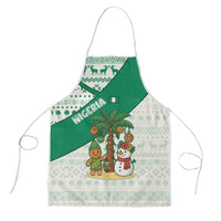 Nigeria Christmas Apron with Gingerbread Snowman Palm Tree and Tribal Mask Design - Wonder Print Shop