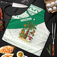 Nigeria Christmas Apron with Gingerbread Snowman Palm Tree and Tribal Mask Design - Wonder Print Shop