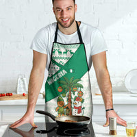 Nigeria Christmas Apron with Gingerbread Snowman Palm Tree and Tribal Mask Design - Wonder Print Shop
