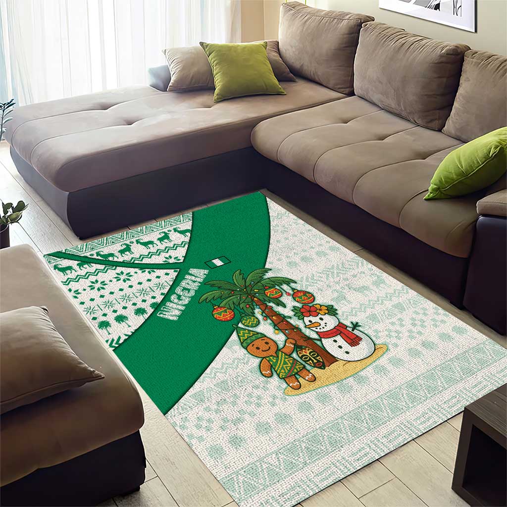 Nigeria Christmas Area Rug with Gingerbread Snowman Palm Tree and Tribal Mask Design - Wonder Print Shop
