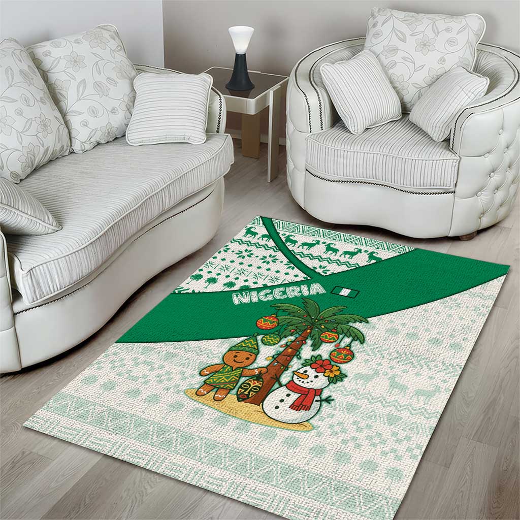 Nigeria Christmas Area Rug with Gingerbread Snowman Palm Tree and Tribal Mask Design - Wonder Print Shop