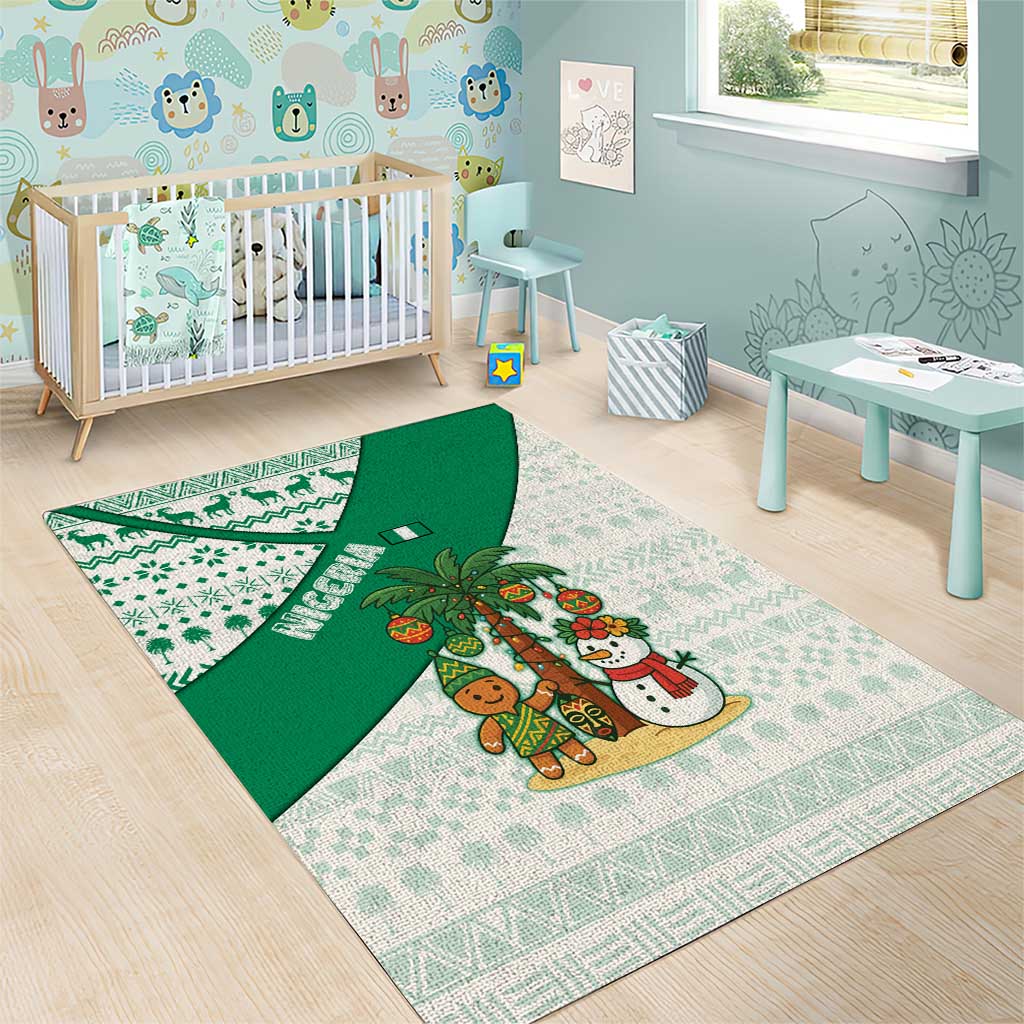 Nigeria Christmas Area Rug with Gingerbread Snowman Palm Tree and Tribal Mask Design - Wonder Print Shop
