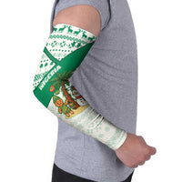 Nigeria Christmas Arm Sleeves with Gingerbread Snowman Palm Tree and Tribal Mask Design - Wonder Print Shop