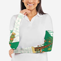 Nigeria Christmas Arm Sleeves with Gingerbread Snowman Palm Tree and Tribal Mask Design - Wonder Print Shop