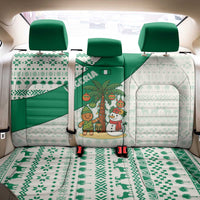 Nigeria Christmas Back Car Seat Cover with Gingerbread Snowman Palm Tree and Tribal Mask Design - Wonder Print Shop