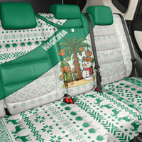 Nigeria Christmas Back Car Seat Cover with Gingerbread Snowman Palm Tree and Tribal Mask Design - Wonder Print Shop