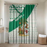 Nigeria Christmas Bathroom Set with Gingerbread Snowman Palm Tree and Tribal Mask Design - Wonder Print Shop