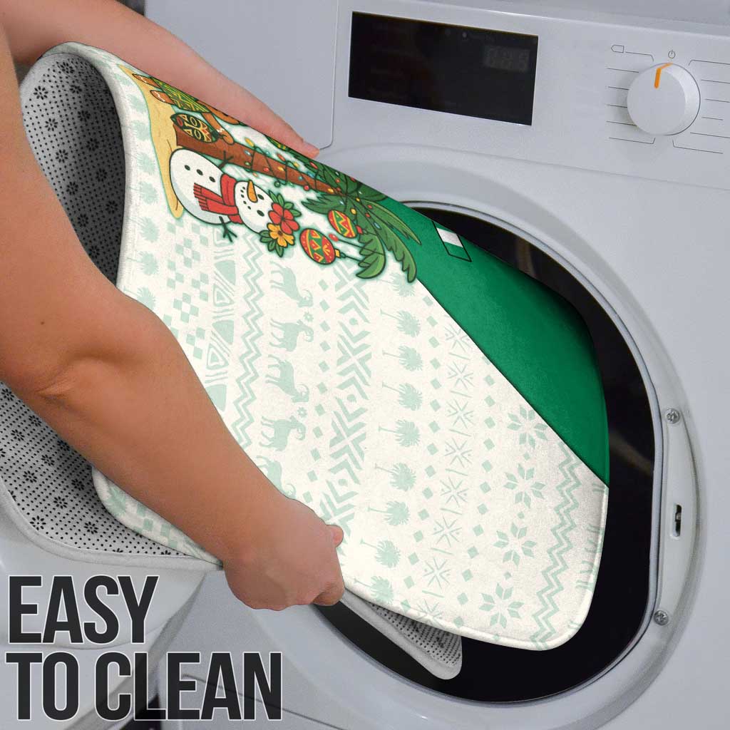 Nigeria Christmas Bathroom Set with Gingerbread Snowman Palm Tree and Tribal Mask Design - Wonder Print Shop