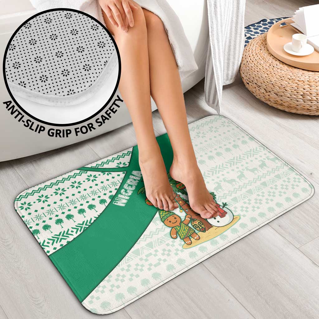 Nigeria Christmas Bathroom Set with Gingerbread Snowman Palm Tree and Tribal Mask Design - Wonder Print Shop