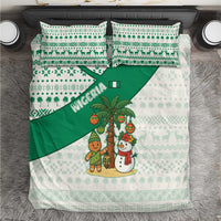 Nigeria Christmas Bedding Set with Gingerbread Snowman Palm Tree and Tribal Mask Design - Wonder Print Shop