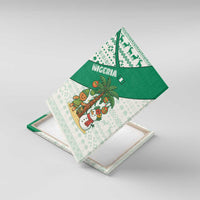 Nigeria Christmas Canvas Wall Art with Gingerbread Snowman Palm Tree and Tribal Mask Design - Wonder Print Shop