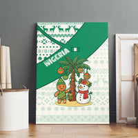Nigeria Christmas Canvas Wall Art with Gingerbread Snowman Palm Tree and Tribal Mask Design - Wonder Print Shop