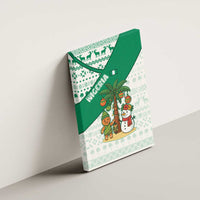 Nigeria Christmas Canvas Wall Art with Gingerbread Snowman Palm Tree and Tribal Mask Design - Wonder Print Shop