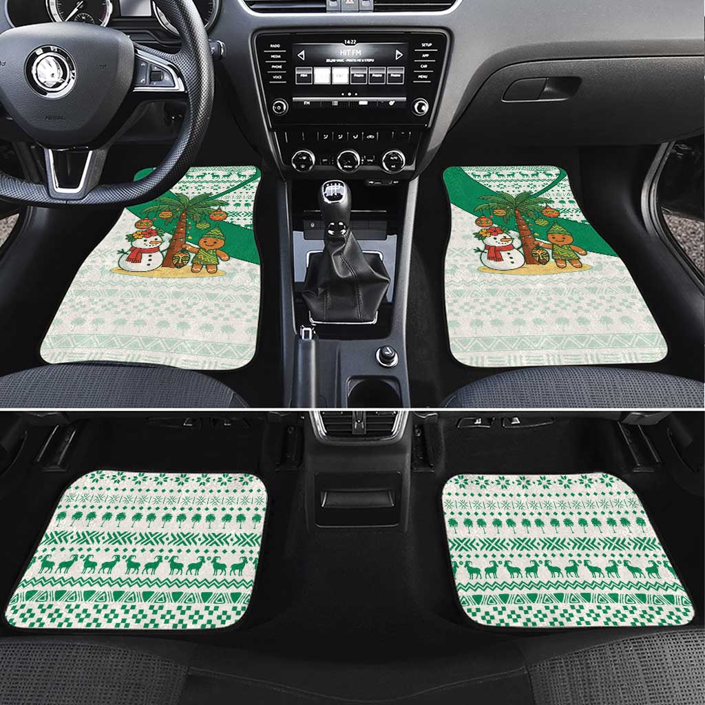 Nigeria Christmas Car Mats with Gingerbread Snowman Palm Tree and Tribal Mask Design - Wonder Print Shop