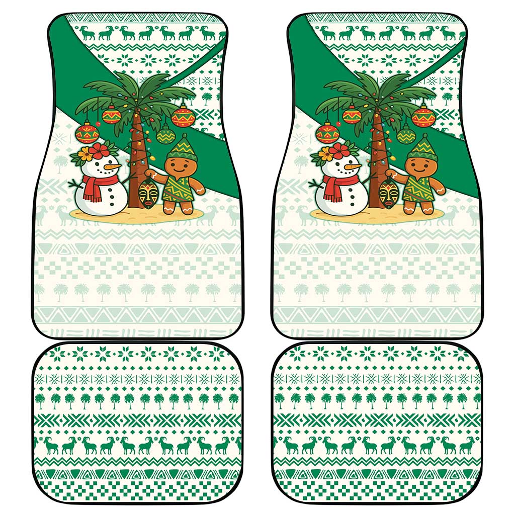 Nigeria Christmas Car Mats with Gingerbread Snowman Palm Tree and Tribal Mask Design - Wonder Print Shop