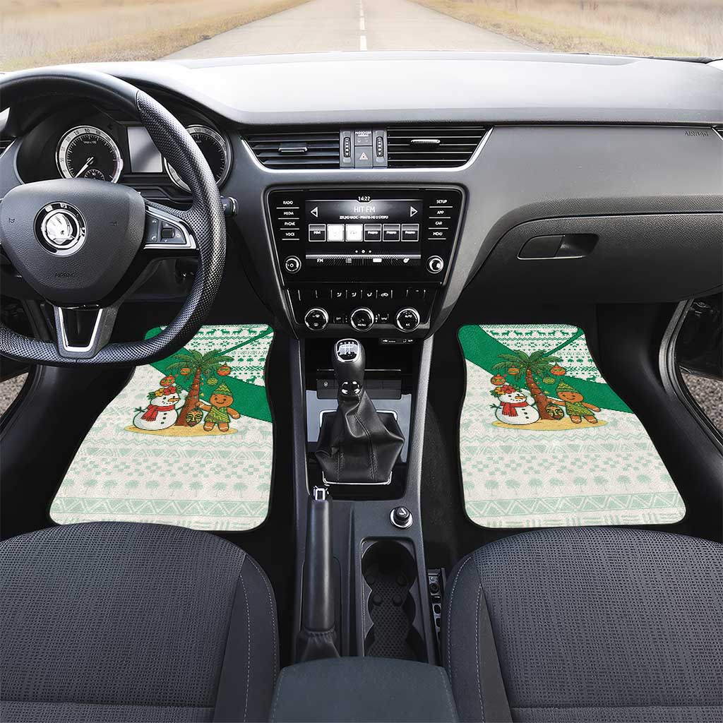 Nigeria Christmas Car Mats with Gingerbread Snowman Palm Tree and Tribal Mask Design - Wonder Print Shop
