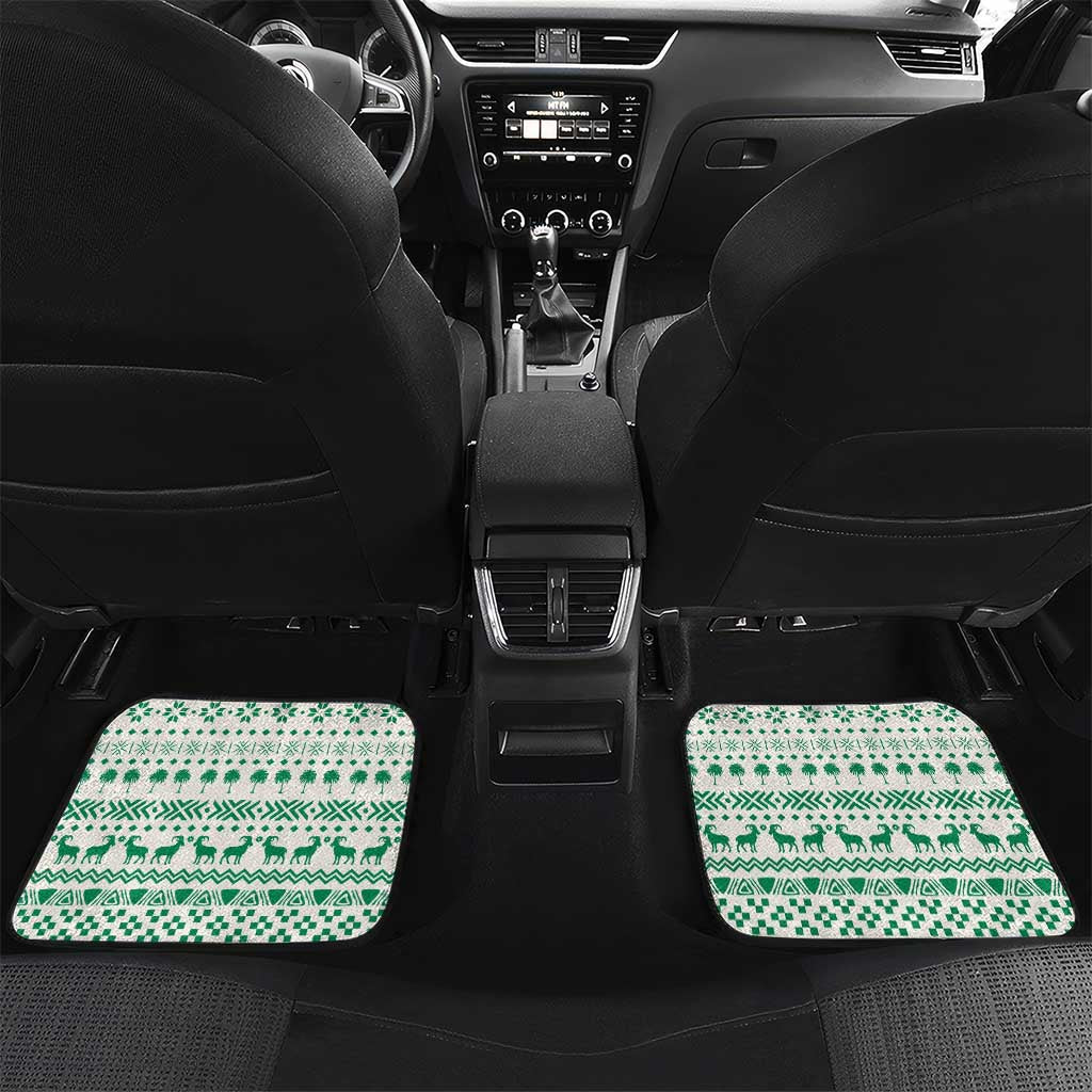 Nigeria Christmas Car Mats with Gingerbread Snowman Palm Tree and Tribal Mask Design - Wonder Print Shop