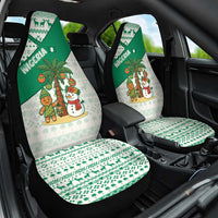 Nigeria Christmas Car Seat Cover with Gingerbread Snowman Palm Tree and Tribal Mask Design - Wonder Print Shop