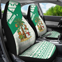 Nigeria Christmas Car Seat Cover with Gingerbread Snowman Palm Tree and Tribal Mask Design - Wonder Print Shop